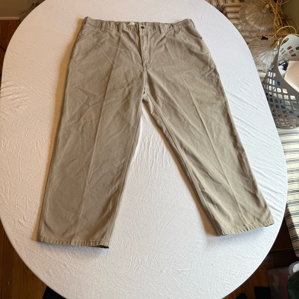 Carhartt Relaxed Fit Khaki‎ 5 Pocket Rugged Flex canvas Pants Men 46x30 cotton